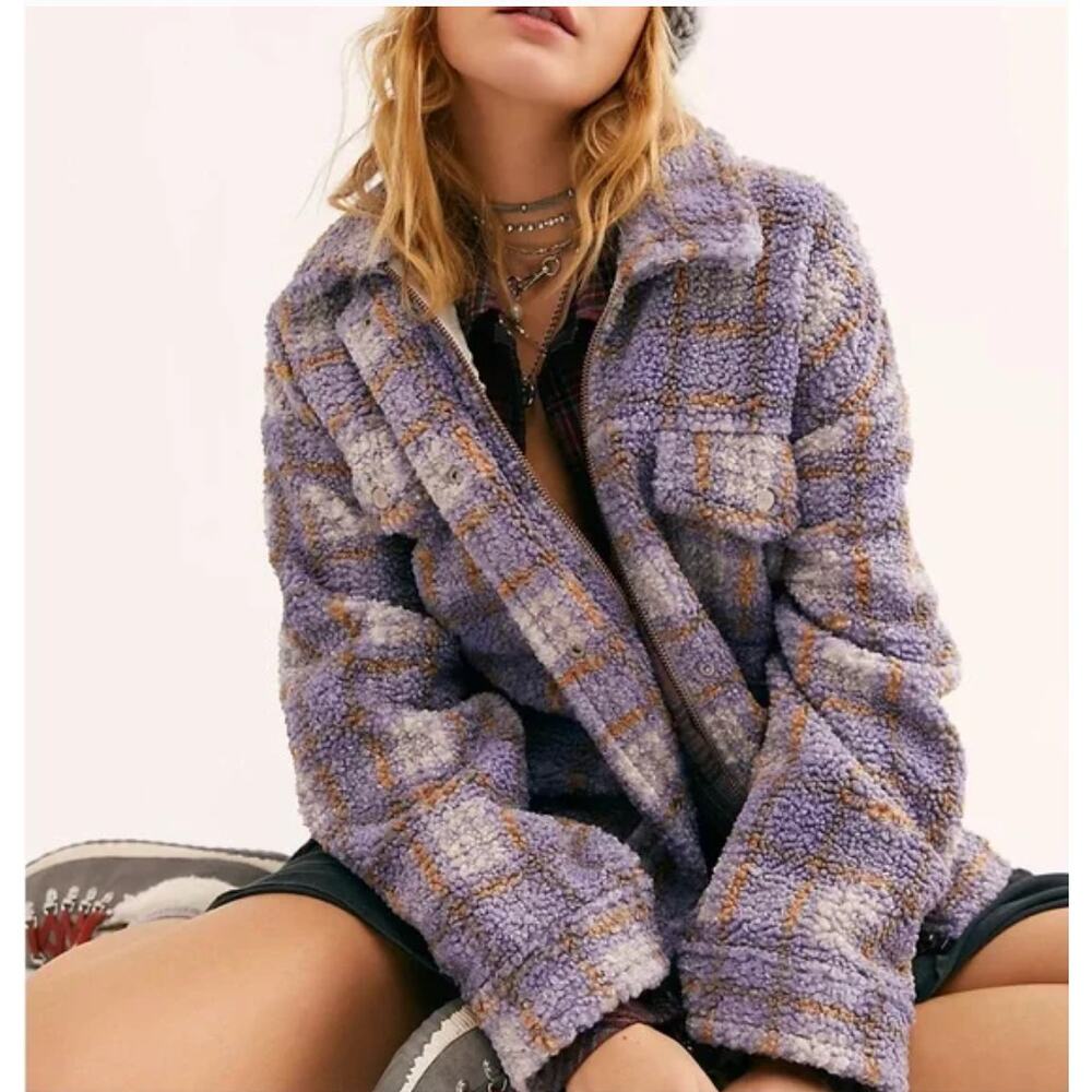 Free People Faded Dreams Cozy Trucker Sherpa Jacket Size Small